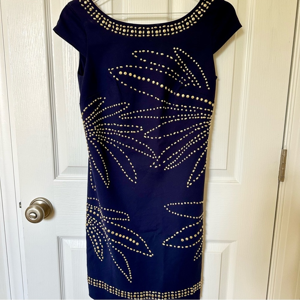 Lilly Pulitzer Elegant Navy Dress Gold Studded Dress Size 4
